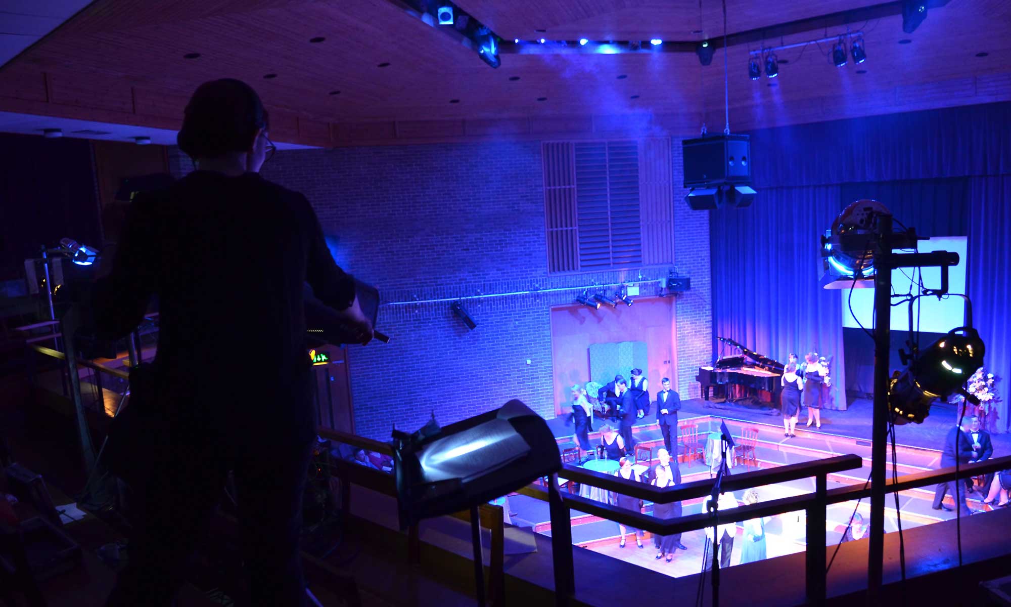 Lighting and sound from the gallery of Leighton Park School Theatre